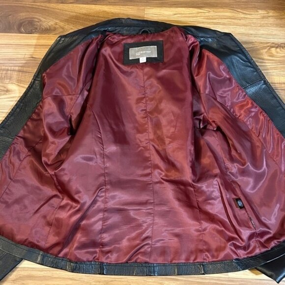 Vintage Y2K Croft & Barrow Short Black Leather Zip Up Jacket~M~ - Picture 5 of 7